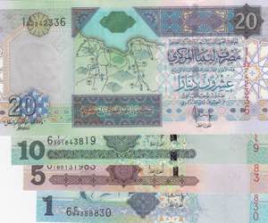 Libya, 1-5-10-20 Dinars, ... 