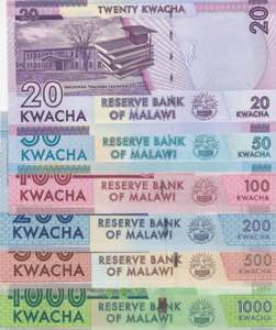 Malawi, 20-50-100-200-500-1.000 Kwacha, ... 