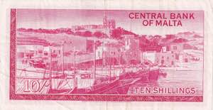 Malta, 10 Shillings, 1967, VF(+), p28