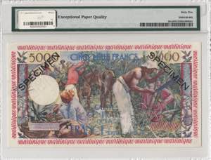 Martinique, 5.000 Francs, 1960, UNC, p36s2, ... 