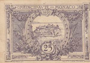 Monaco, 25 Centimes, 1920, XF(+), p2b
