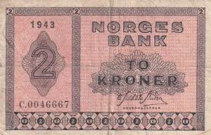 Norway, 2 Kroner, 1943, ... 