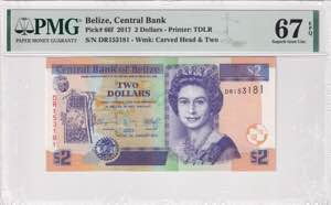 Belize, 2 Dollars, 2017, ... 