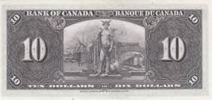 Canada, 10 Dollars, 1937, AUNC, p61c