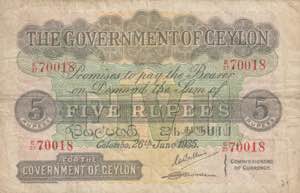 Ceylon, 5 Rupees, 1935, ... 