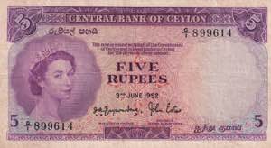 Ceylon, 5 Rupees, 1952, ... 