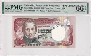 Colombia, 500 Pesos Oro, ... 