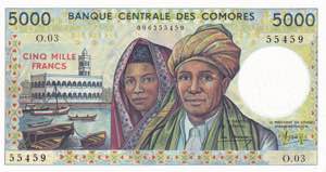 Comoros, 5.000 Francs, ... 