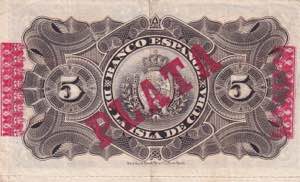 Cuba, 5 Pesos, 1896, XF(-), p48b