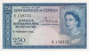 Cyprus, 250 Mils, 1956, ... 