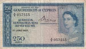 Cyprus, 250 Mils, 1955, ... 