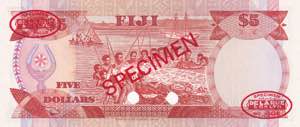 Fiji, 5 Dollars, 1986, UNC, p23s, SPECIMEN