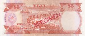 Fiji, 5 Dollars, 1991, UNC, p91s, SPECIMEN