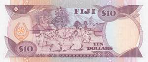 Fiji, 10 Dollars, 1989, AUNC, p92a