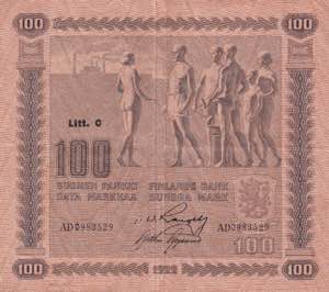 Finland, 100 Markkaa, 1922, XF(+), p65a