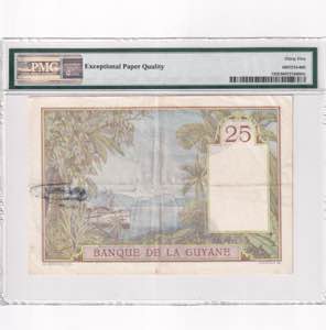 French Guiana, 25 Francs, 1933/1945, VF, p7