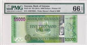 Guyana, 5.000 Dollars, ... 