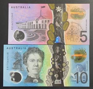 Australia, 5-10 Dollars, 2016/2017, UNC, ... 
