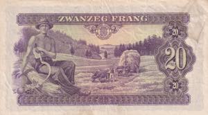 Luxembourg, 20 Frang, 1943, VF, p42a