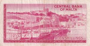 Malta, 10 Shillings, 1967, VF(+), p28