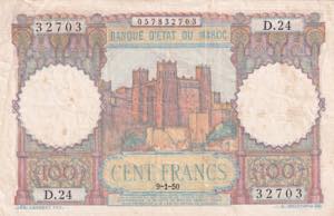 Morocco, 100 Francs, 1950, VF, p45