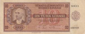 Turkey, 10 Lira, 1942, ... 