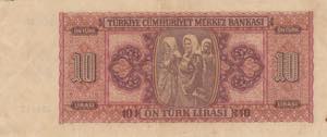 Turkey, 10 Lira, 1942, XF, p141, 3.Emission