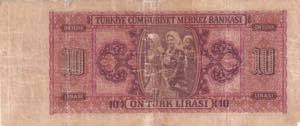 Turkey, 10 Lira, 1942, FINE(+), p141, ... 