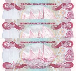 Bahamas, 3 Dollars, 1984, UNC, p44a, (Total ... 