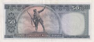 Turkey, 50 Lira, 1957, XF, p165, 5.Emission