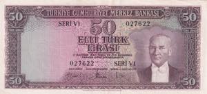 Turkey, 50 Lira, 1957, ... 