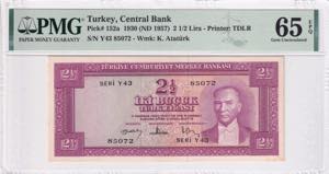 Turkey, 2 1/2 Lira, ... 