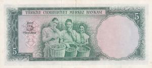 Turkey, 5 Lira, 1959, AUNC, p155, 5.Emission