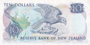New Zealand, 10 Dollars, 1985/1989, XF, p172b