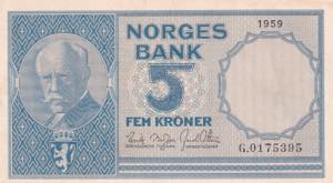Norway, 5 Kroner, 1959, ... 