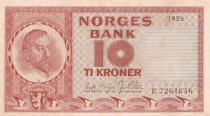Norway, 10 Kroner, 1959, ... 