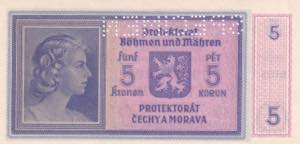 Bohemia and Moravia, 5 Kronen, 1940, UNC, ... 