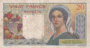 Tahiti, 20 Francs, 1951/1963, VF, p21c