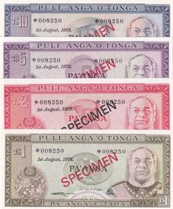 Tonga, 1-2-5-10 Paanga, ... 