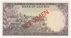 Zambia, 1 Kwacha, 1976, UNC, p194s, SPECIMEN