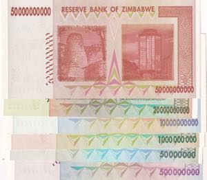 Zimbabwe, 50-500 Million-1-10-20-50 Billion ... 