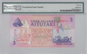 Cook Islands, 3 Dollars, 1992, UNC, p7a