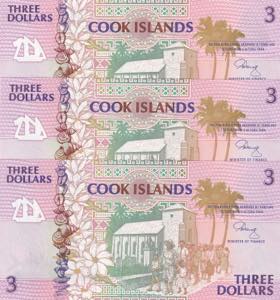 Cook Islands, 3 Dollars, 1992, UNC, p7a, ... 