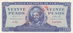 Cuba, 20 Pesos, 1954, ... 