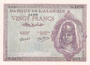Algeria, 20 Francs, ... 