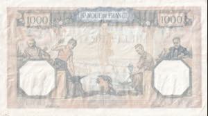 France, 1.000 Francs, 1938, XF, p90c