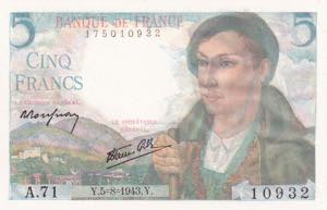 France, 5 Francs, 1943, ... 