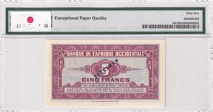 French West Africa, 5 Francs, 1942, UNC, ... 