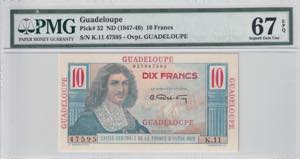 Guadeloupe, 10 Francs, ... 