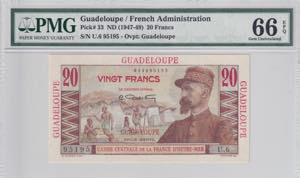 Guadeloupe, 20 Francs, ... 